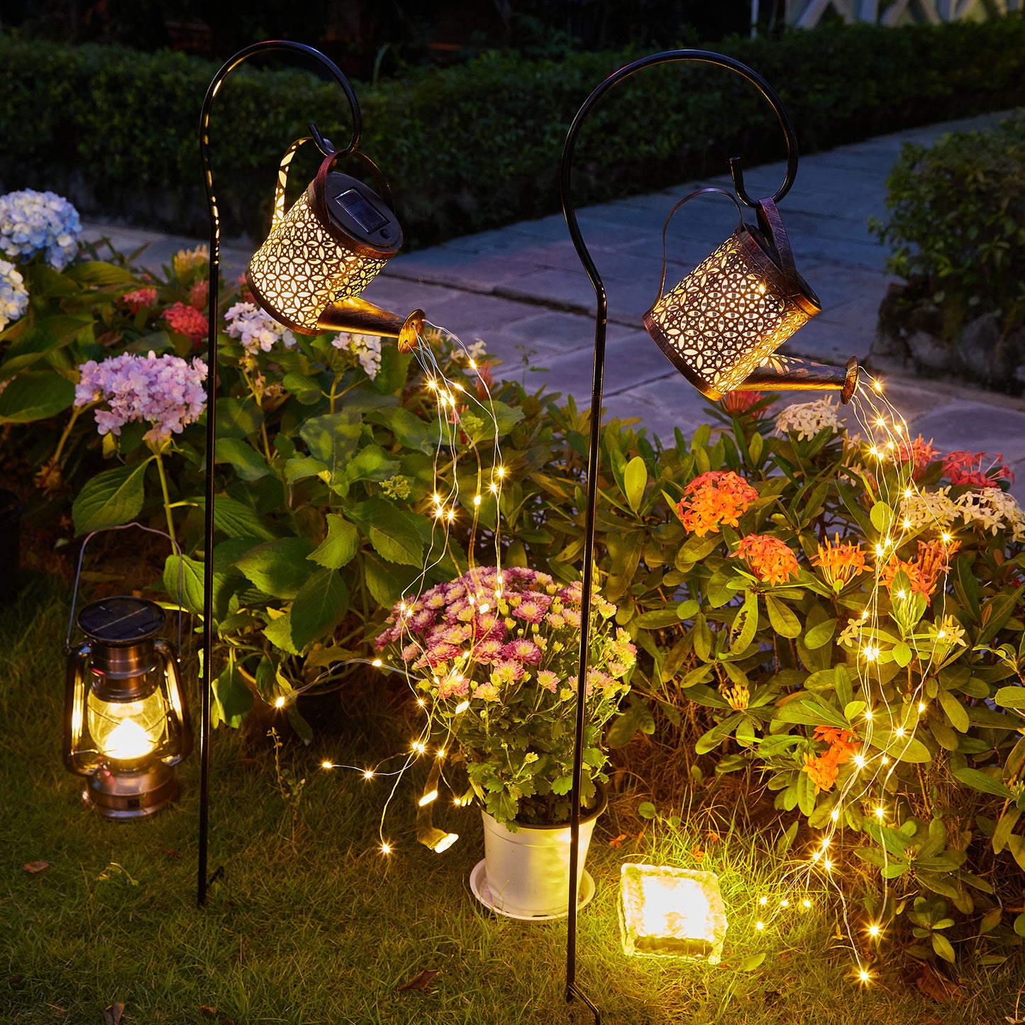 Arrosoir solaire avec lumières, piquet de jardin décoratif