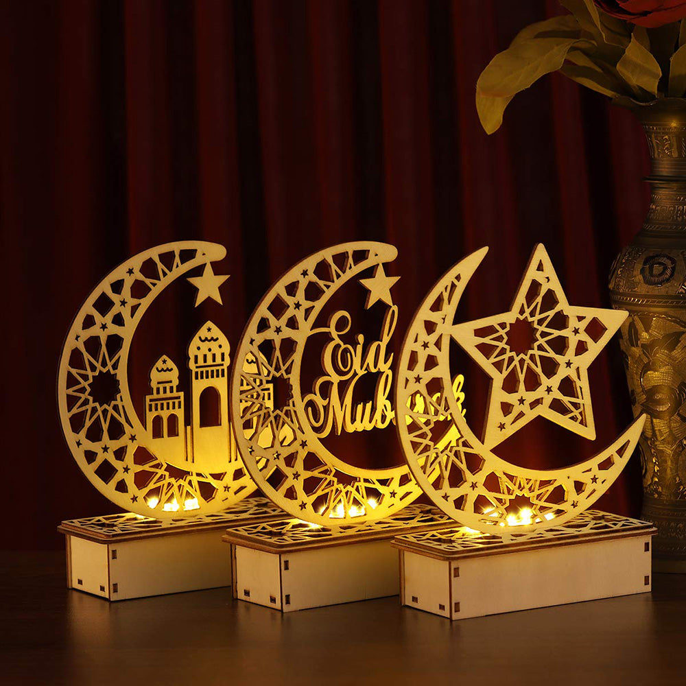 Eid Wooden LED Moon Light