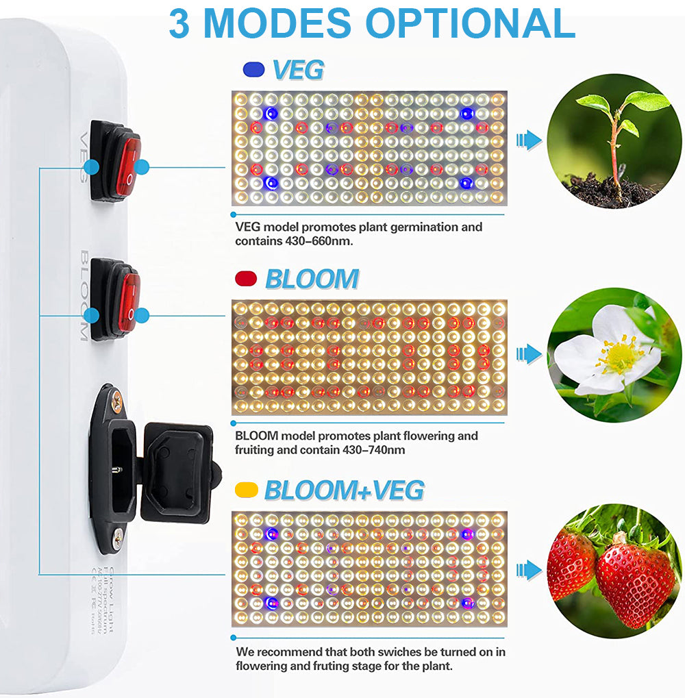 Lampes de culture LED à double interrupteur, lumière du soleil pour légumes et fleurs, spectre complet