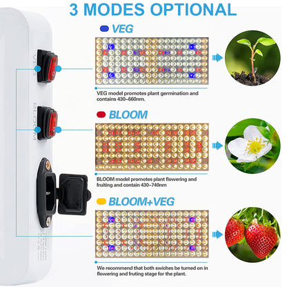 LED Grow Lamps Double Switch Veg and Bloom Sunlight Full Spectrum