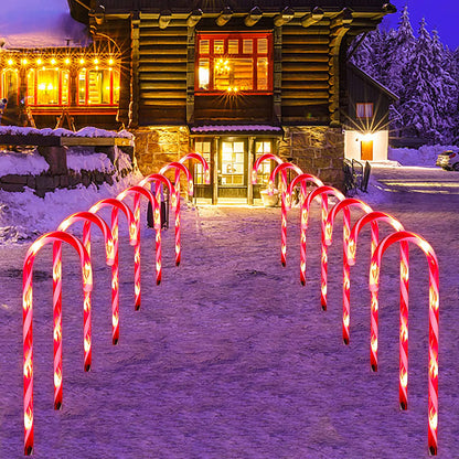 Weihnachtliche Zuckerstangen-Wegebeleuchtung