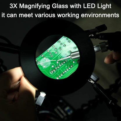 Soldering Helping Hands with 3X Magnifying LED Lamp