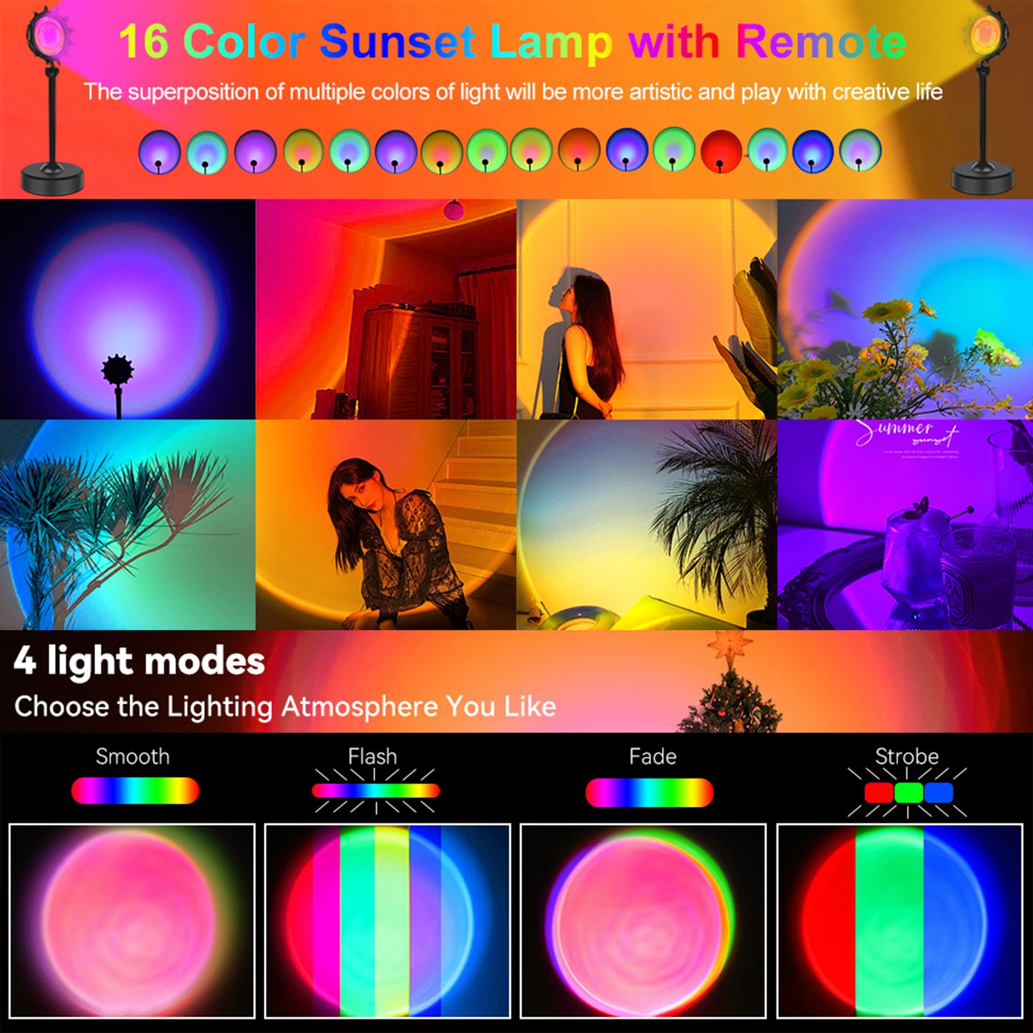 Sunset Lamp Projection RGB 16 Colors Modern Sunset Lamp