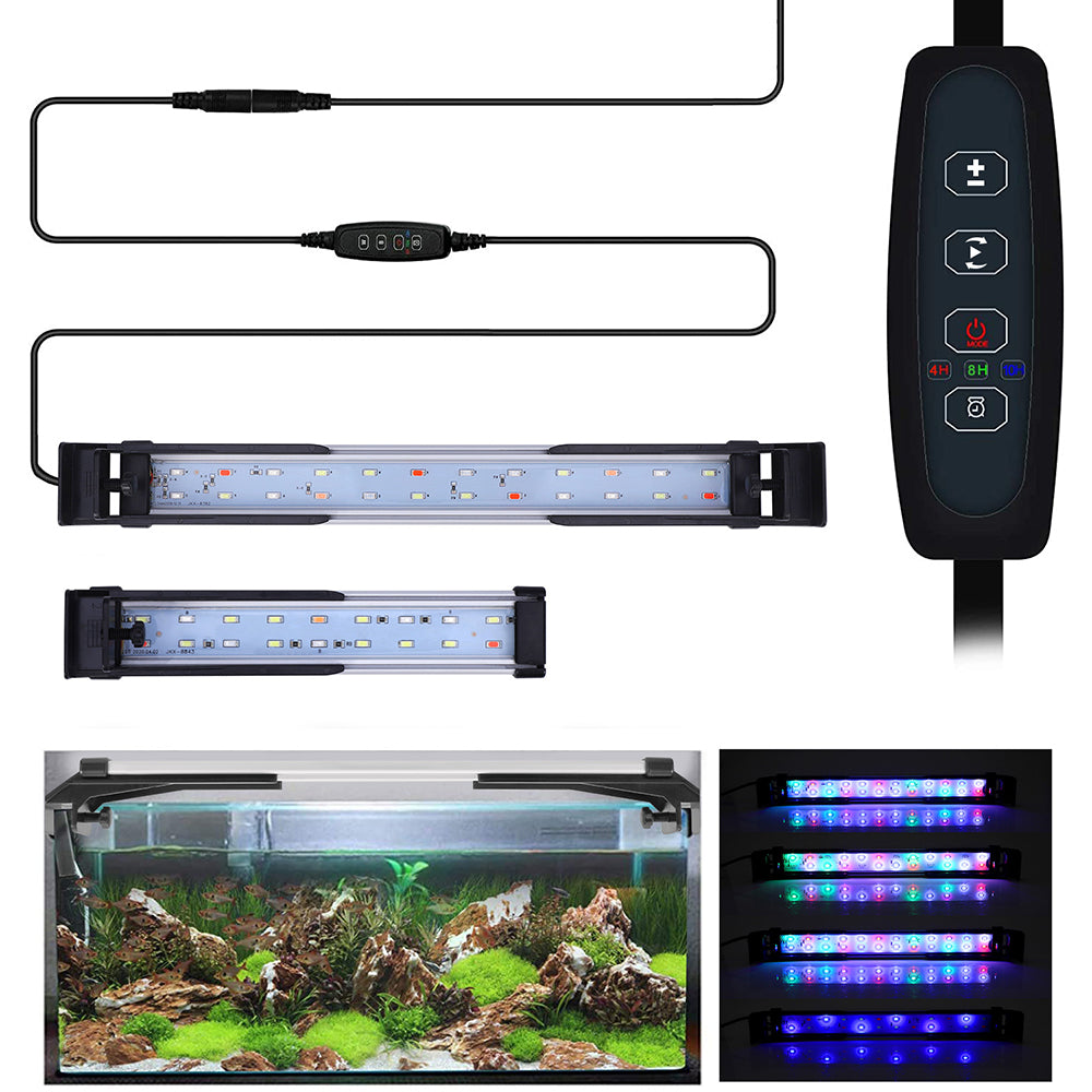 Double Row LED Fish Tank Plant Adjustable Color Timed