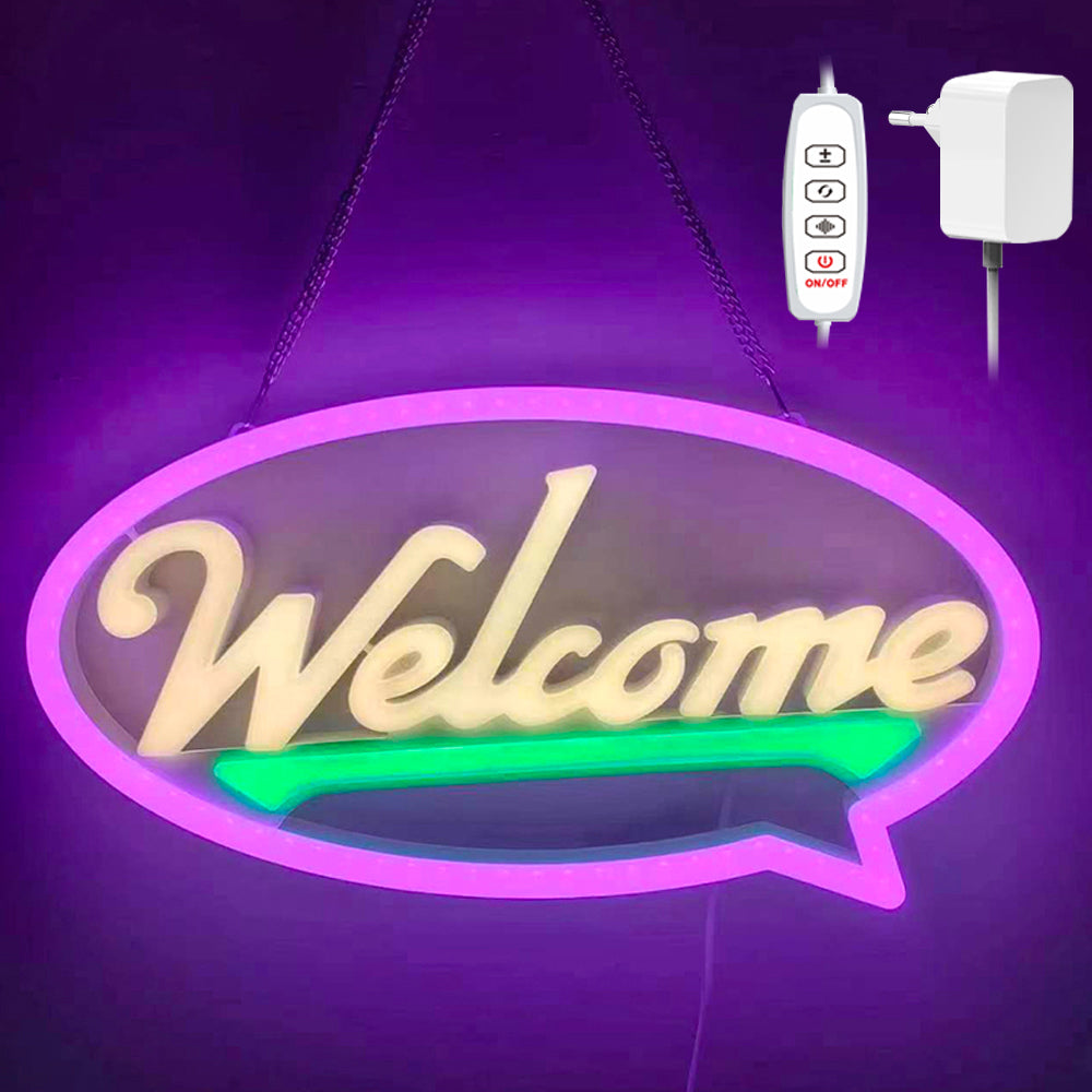 Letrero de neón LED de bienvenida para tienda comercial