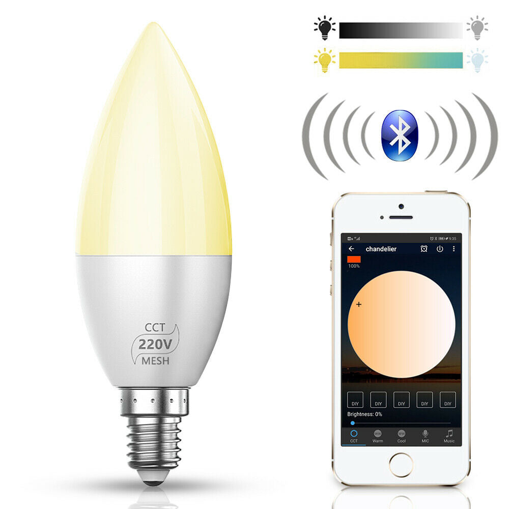 Ampoule de bougie de lustre LED intelligente Bluetooth E12/E14