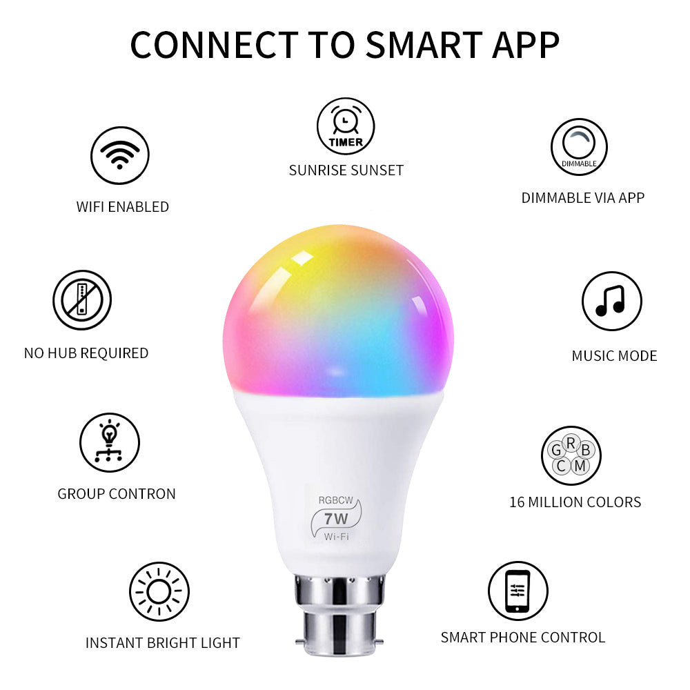 Ampoule LED intelligente E27/B22 Wifi