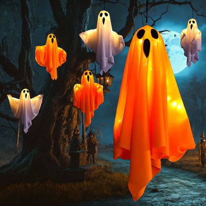 Spooky Halloween Glowing Ghost Hanging LED Lights For Yard Garden Door Party Decor