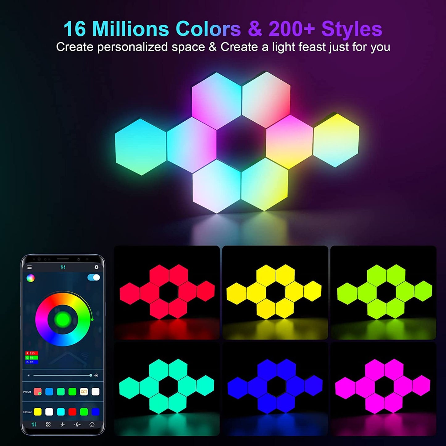 LED Smart Hexagon Lights Table and Wall Lights