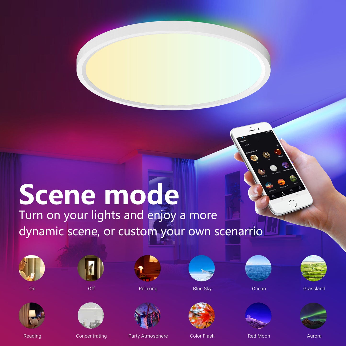 WIFI and Bluetooth Smart Led Ceiling Light Flush Mount