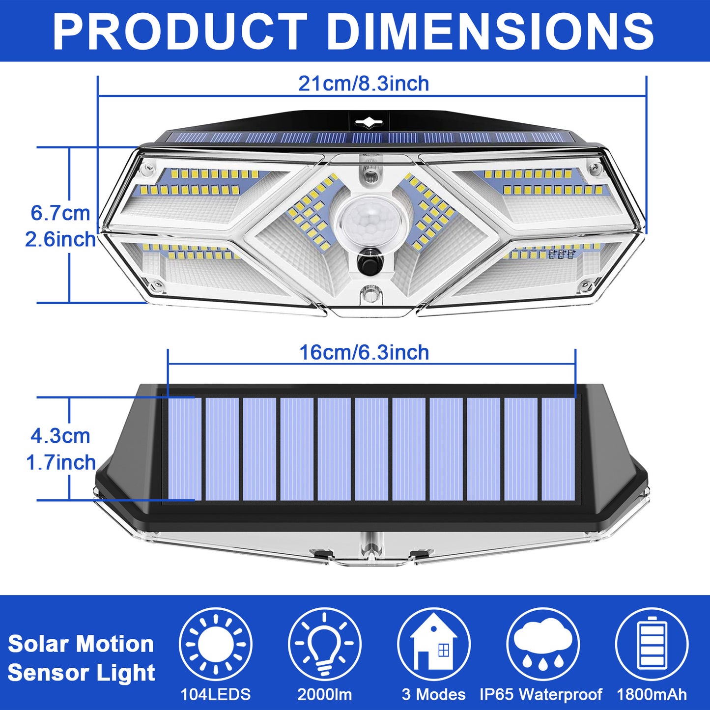 Luces de pared con sensor de movimiento solar LED para exteriores