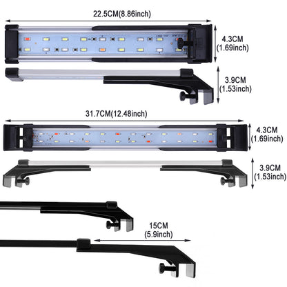 Double Row LED Fish Tank Plant Adjustable Color Timed