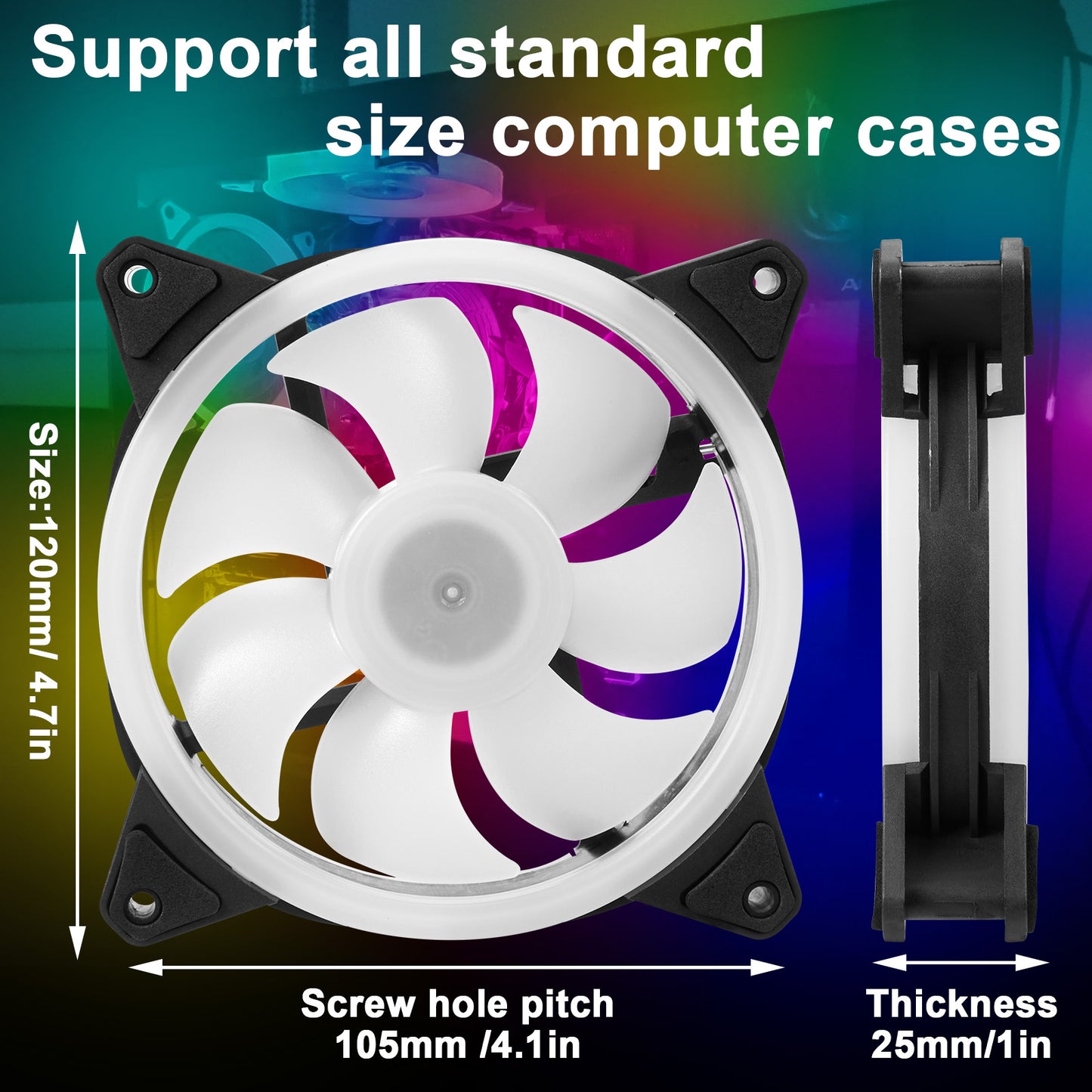 Anillo de luz doble con ventilador de refrigeración para computadora LED