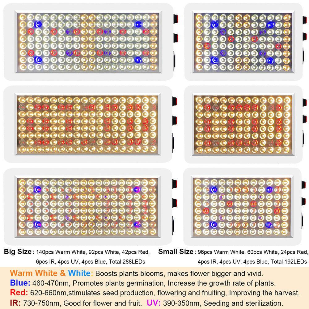 LED-Wachstumslampen mit Doppelschalter für Gemüse und Blüte, Sonnenlicht mit vollem Spektrum