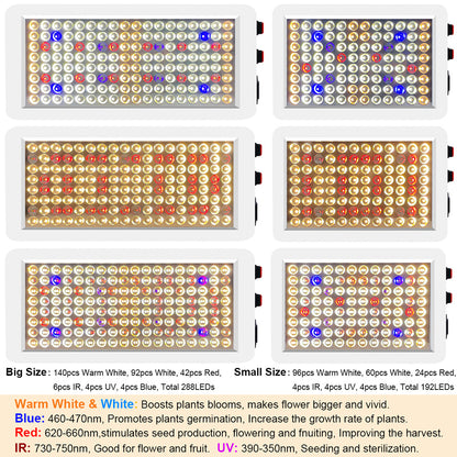 LED-Wachstumslampen mit Doppelschalter für Gemüse und Blüte, Sonnenlicht mit vollem Spektrum