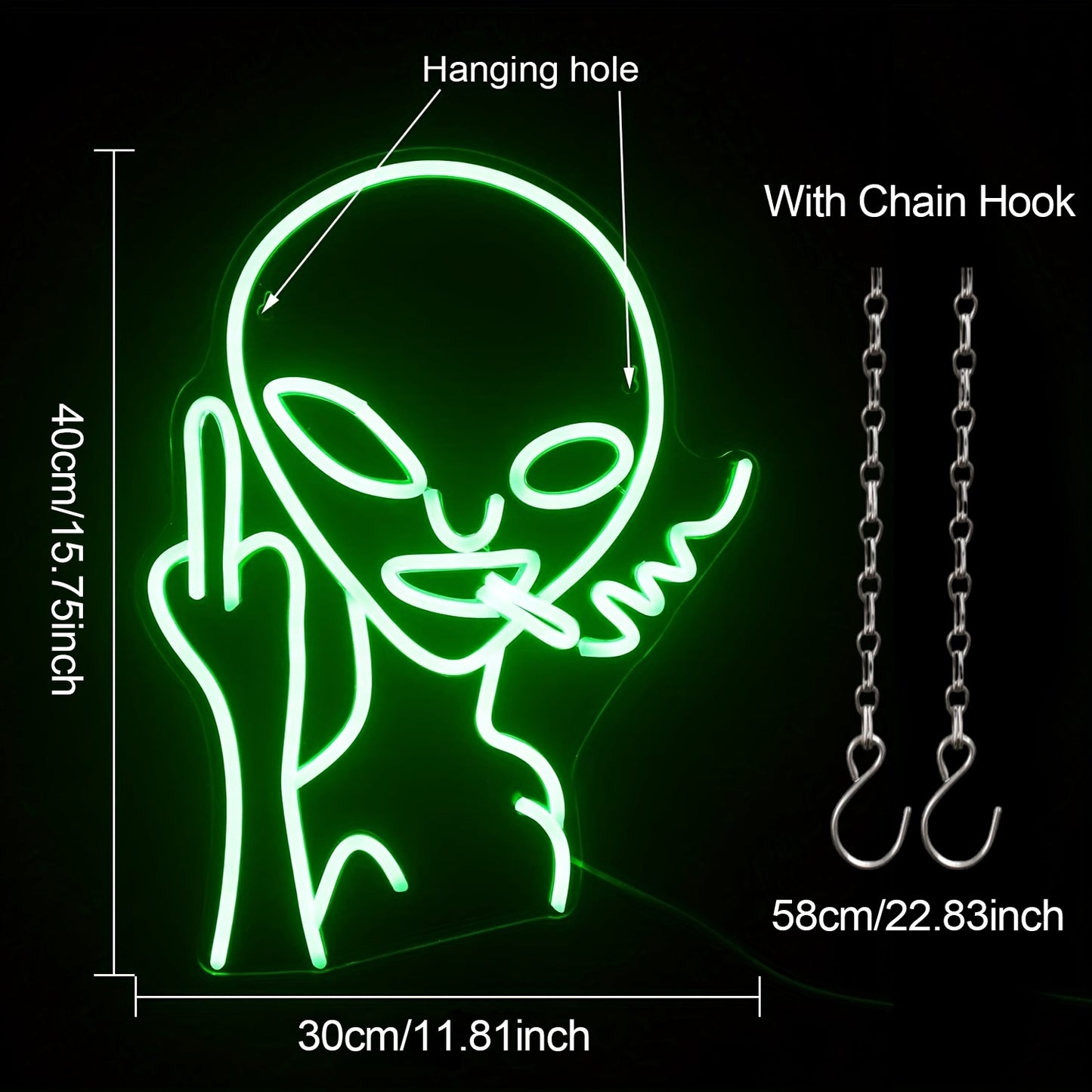 LED Green Alien Neon Signs