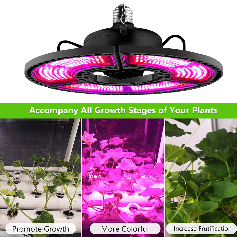 Ampoule LED pliable en forme d'OVNI pour plantes, 288-504LED E26/E27