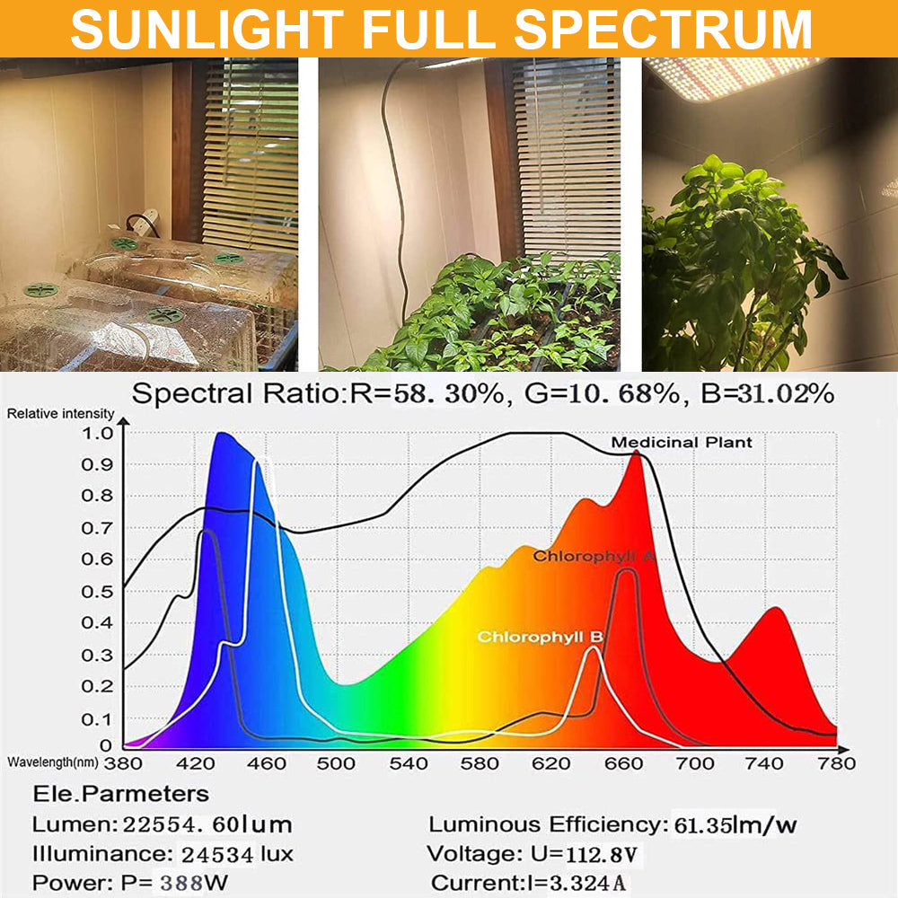 Lampes de culture LED à double interrupteur, lumière du soleil pour légumes et fleurs, spectre complet