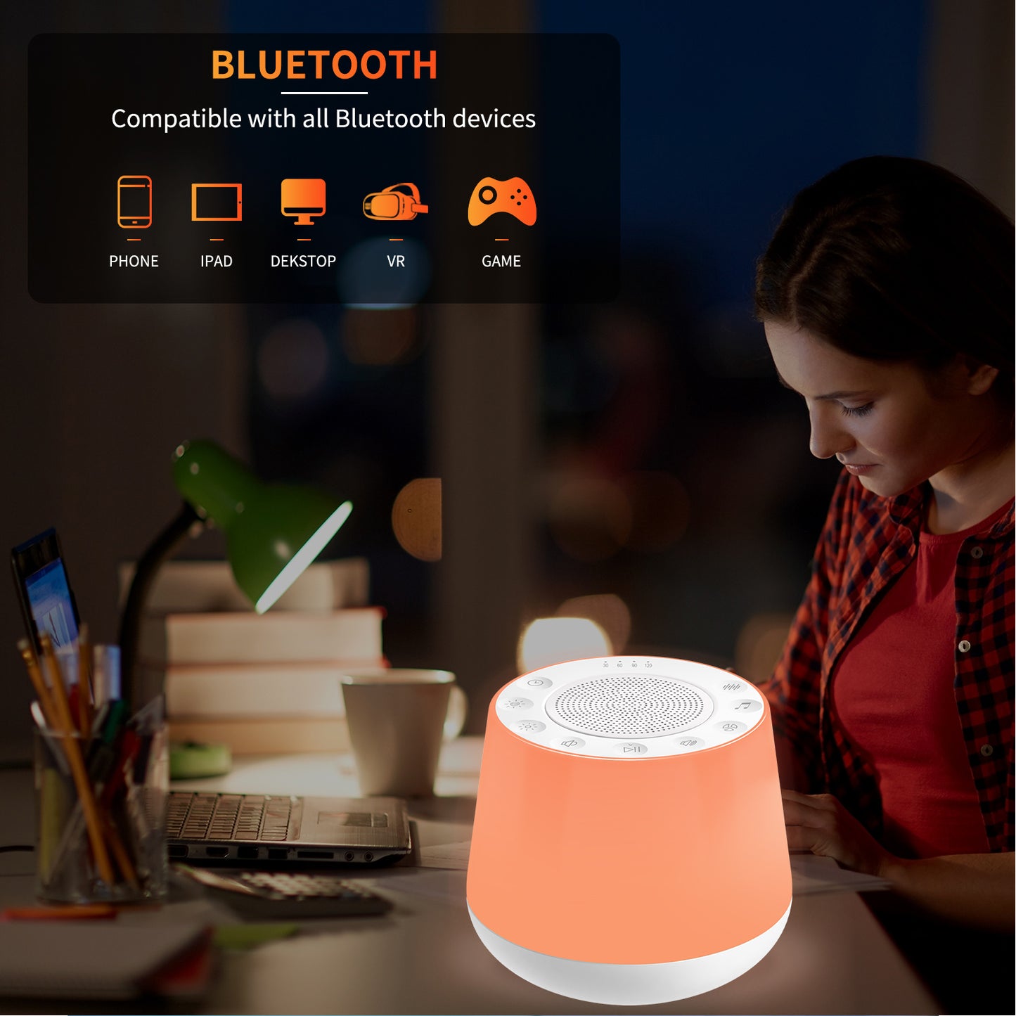 Multicolor Noise Machine with 32 Soothing Sounds Night Light