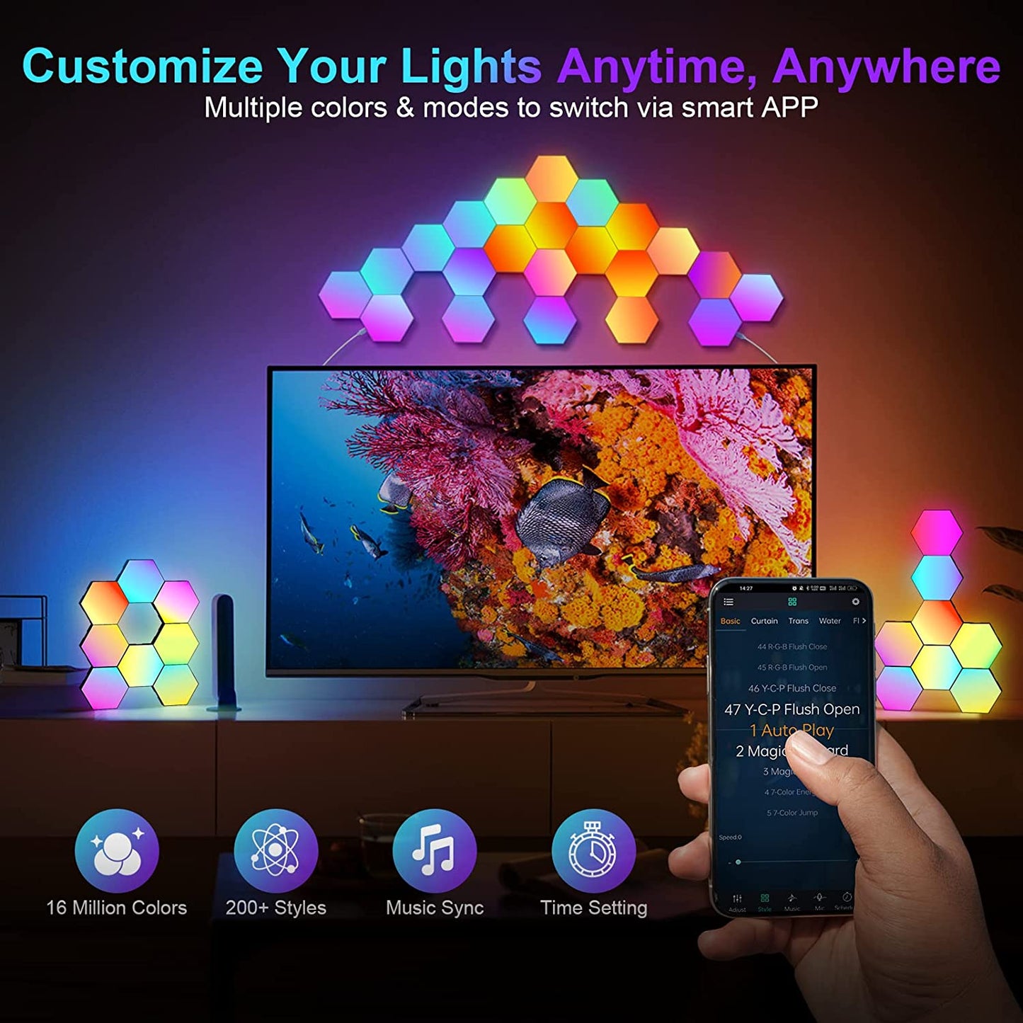 LED Smart Hexagon Lights Table and Wall Lights