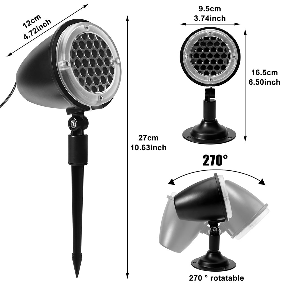 Le projecteur LED étanche allume la projection de chutes de neige tournée