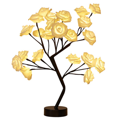 Lámpara de árbol de flor de rosa artificial de bricolaje