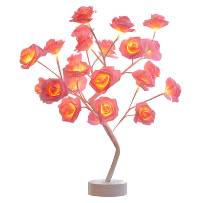 Lámpara de árbol de flor de rosa artificial de bricolaje