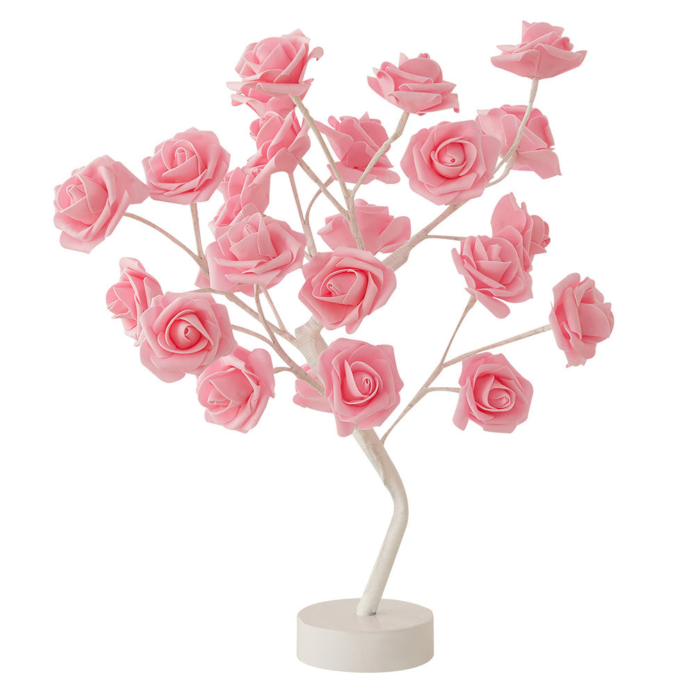 Lámpara de árbol de flor de rosa artificial de bricolaje