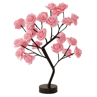 Lámpara de árbol de flor de rosa artificial de bricolaje