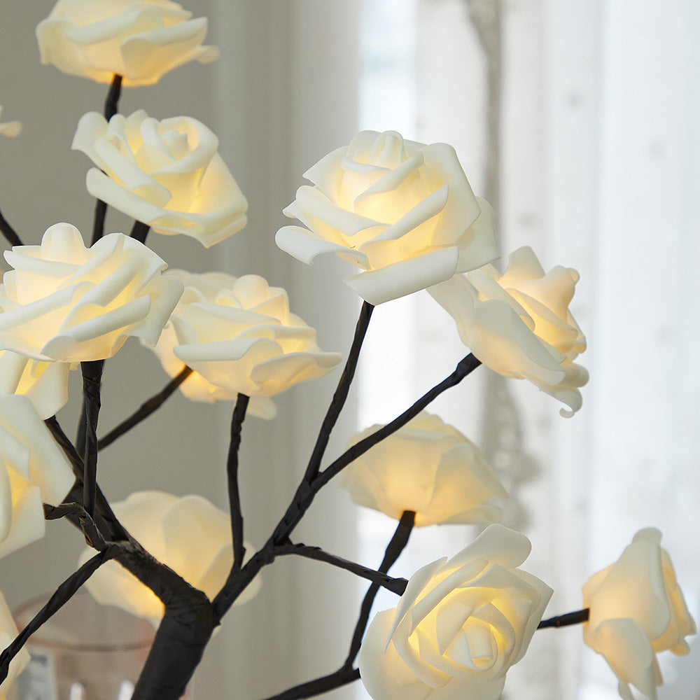 DIY künstliche Rosenblüten-Baumlampe