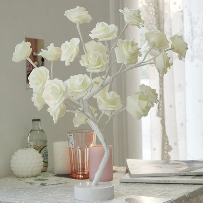 DIY Artificial Rose Flower Tree Lamp