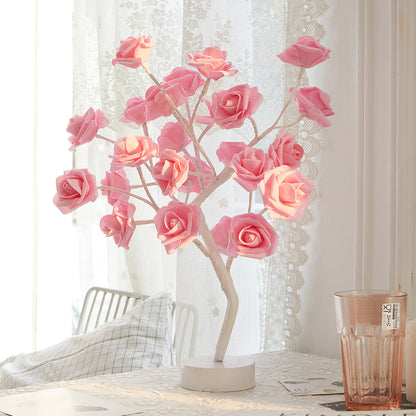 DIY Artificial Rose Flower Tree Lamp