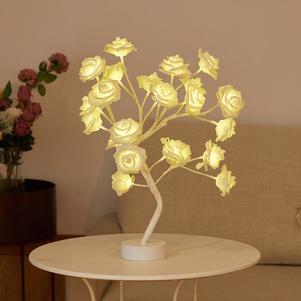 DIY Artificial Rose Flower Tree Lamp