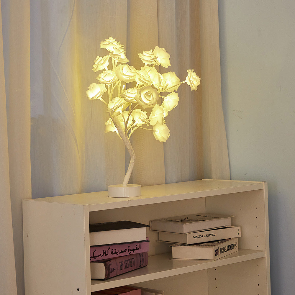 DIY Artificial Rose Flower Tree Lamp