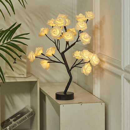 DIY Artificial Rose Flower Tree Lamp