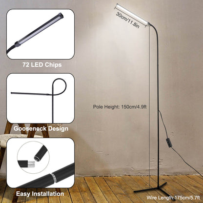 8W Dimmable LED Floor Lamp Adjustable Gooseneck Clip-on Light