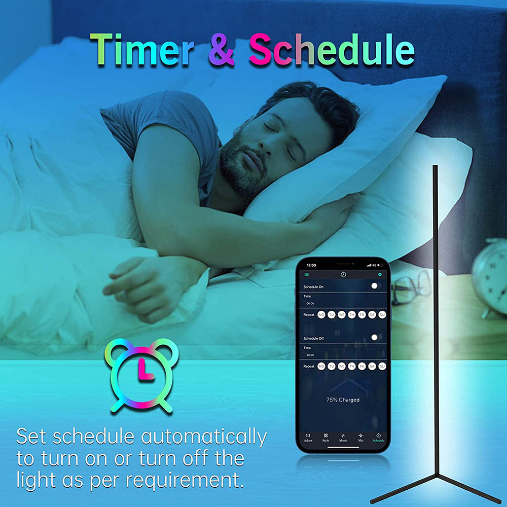 Lámpara de pie de esquina LED con cambio de color RGB