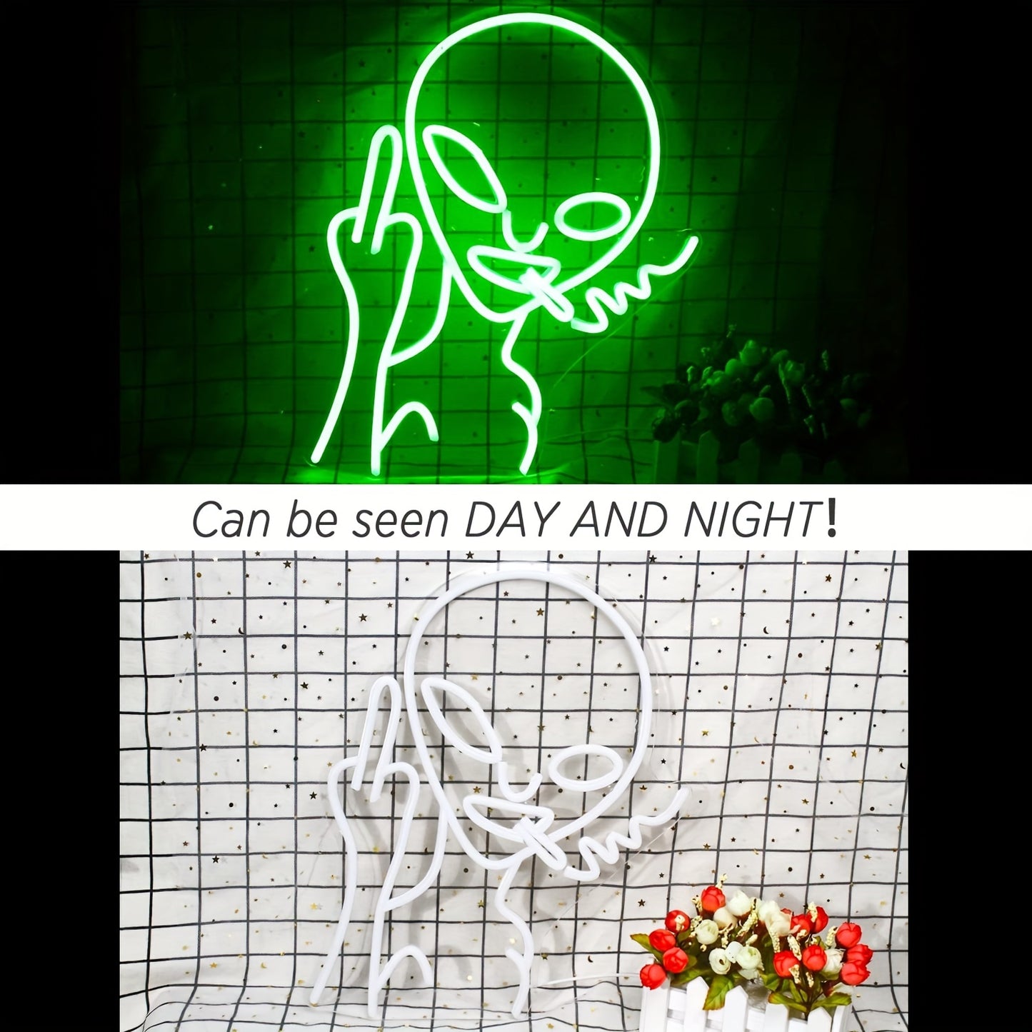 LED Green Alien Neon Signs