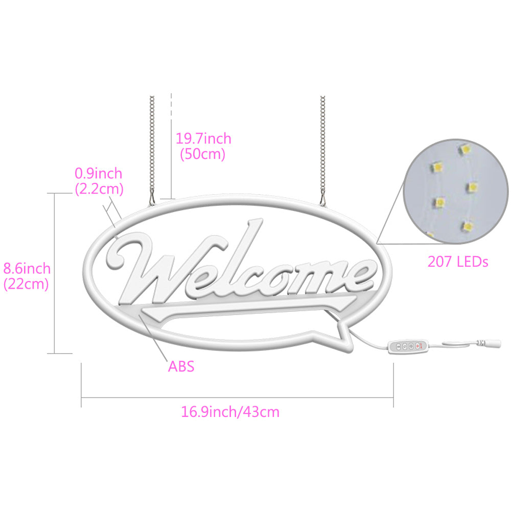 Enseigne au néon de bienvenue à LED pour magasin d'affaires