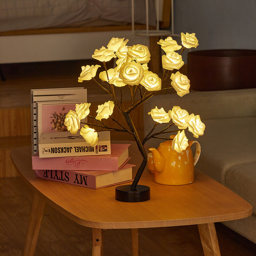 DIY Artificial Rose Flower Tree Lamp