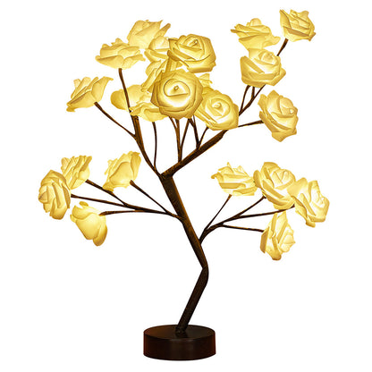 Lámpara de árbol de flor de rosa artificial de bricolaje