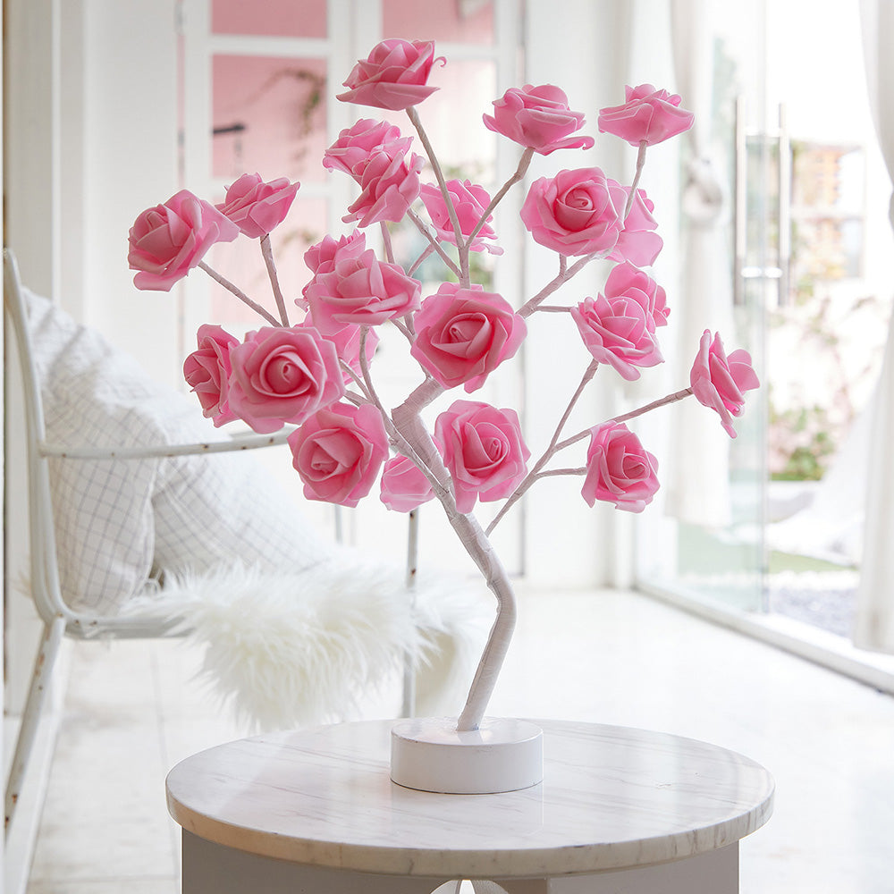 DIY Artificial Rose Flower Tree Lamp