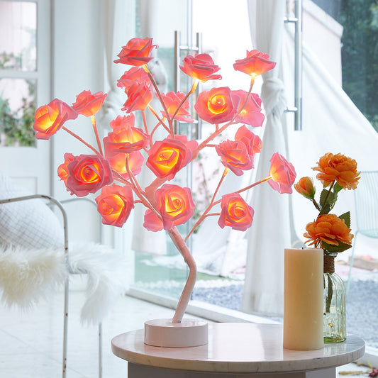 DIY Artificial Rose Flower Tree Lamp