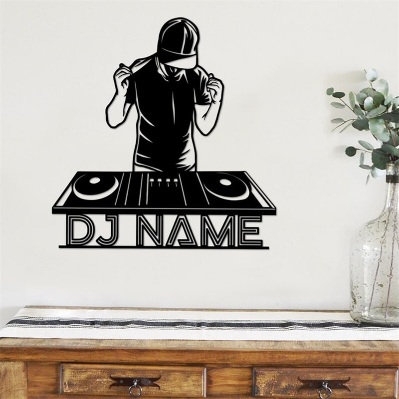 Letrero de metal con nombre personalizado para reproductor de DJ