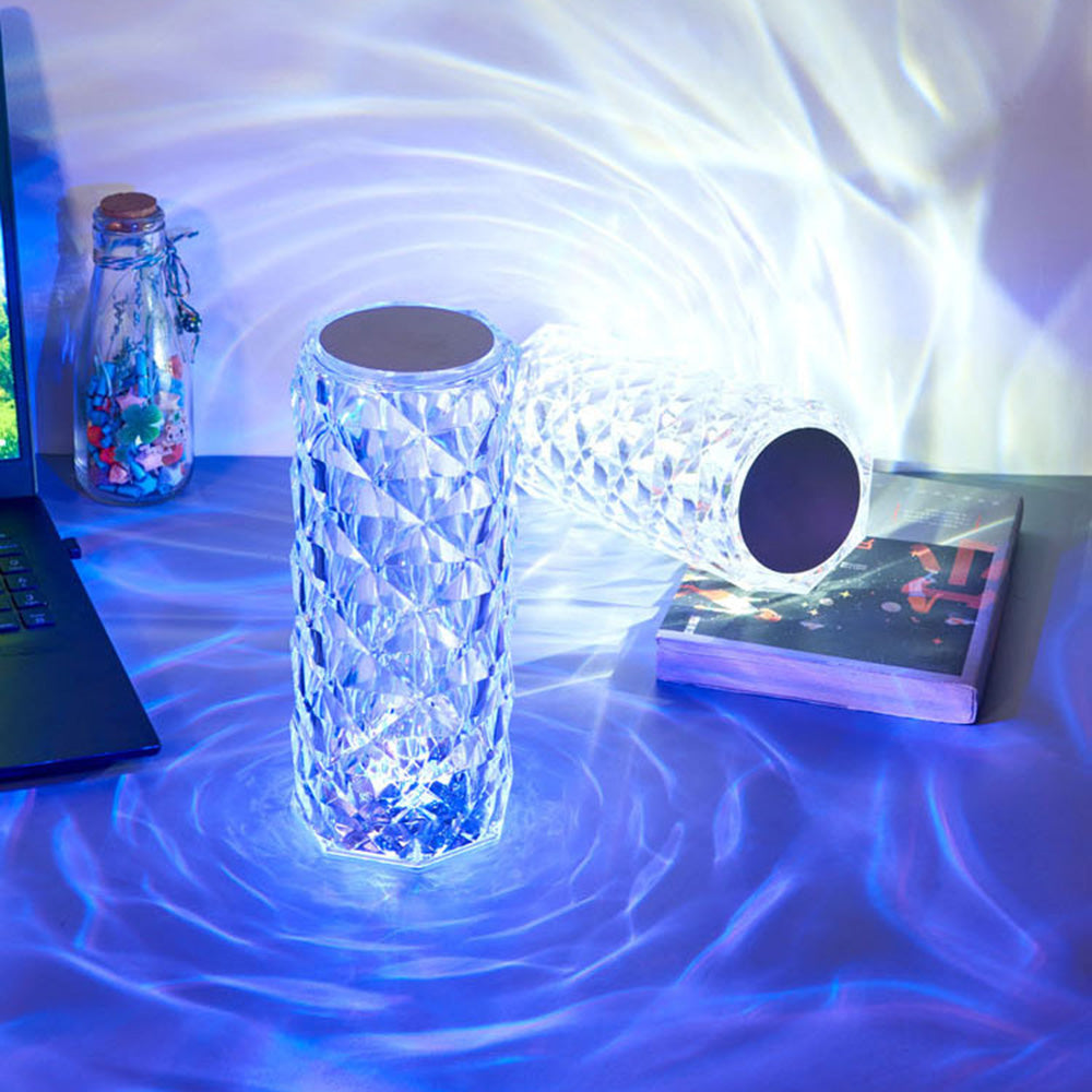 Lampe de table en cristal, veilleuse rechargeable