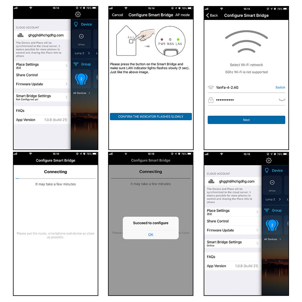 Bombillas inteligentes Bluetooth APP 5W/9W RGBWC LED lámpara de panel de techo abajo