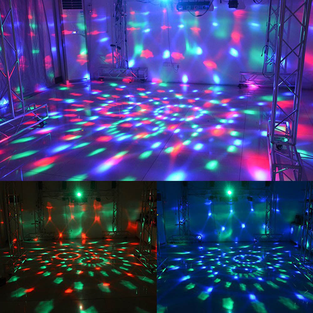 Lumières de scène de fête, boule disco, couleurs RVB