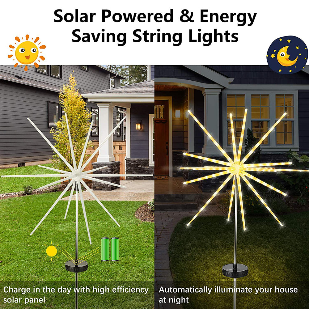 Lumières solaires de météore de feu d’artifice