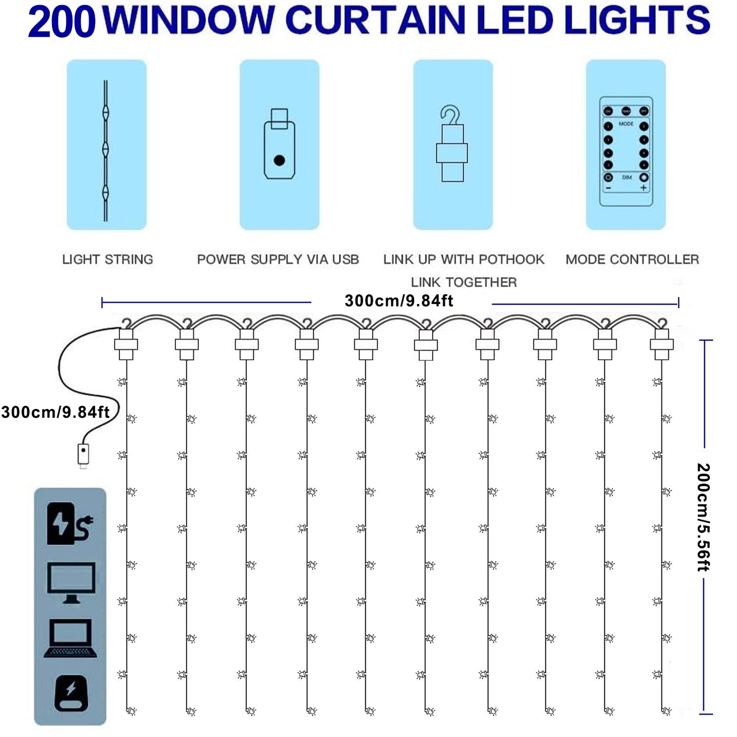 DIY LED Window Curtain String Light