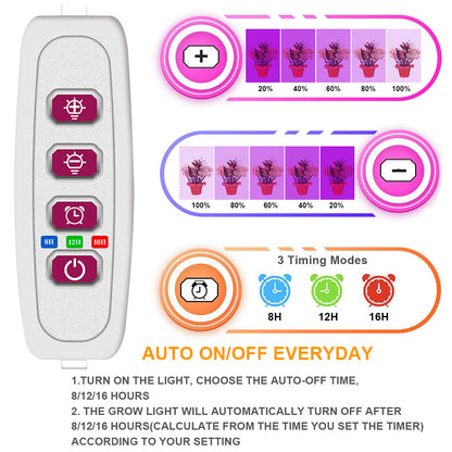 Luz LED para cultivo de plantas USB de espectro completo, rojo y azul